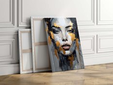 Obraz Do Salonu Złoty PORTRET Twarz Usta 80x120cm - Miniaturka zdjęcia nr 3