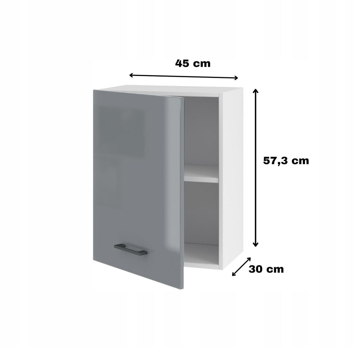 Szafka kuchenna wisząca 45x57x30 cm górna szary akryl połysk do zestawów nr. 2
