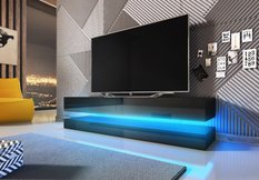 Szafka rtv Fly Le 140 cm LED czarny mat wysoki połysk - Miniaturka zdjęcia nr 3