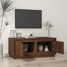 Szafka RTV 102x50x44 cm z ukrytym schowkiem pod blatem brązowy dąb do salonu - Miniaturka zdjęcia nr 4