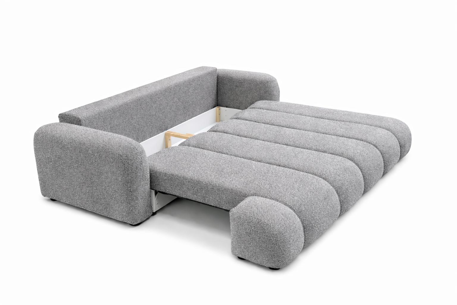 Kanapa rozkładana trzyosobowa z funkcją spania Mediolan 250x112x90 cm sofa z funkcją spania tkanina LOOP szara nr. 4