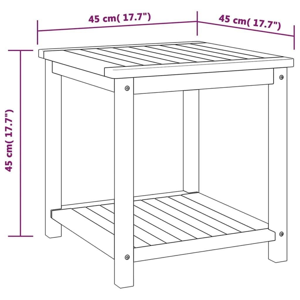 Stolik kawowy 45x45x45 cm z półką z litego drewna akacjowego do salonu nr. 6