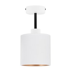 Lampa sufitowa 15x15x30 cm jednopunktowy spot z abażurem gwint E27 biała z białym abażurem do salonu - Miniaturka zdjęcia nr 3