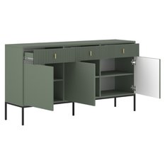 Komoda Maggiore 154 cm do sypialni garderoby smoke green czarny złoty - Miniaturka zdjęcia nr 4