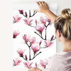 Tapeta Do Sypialni Kwiaty MAGNOLIA Rośliny Gałązki - Miniaturka zdjęcia nr 4