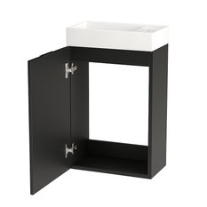 Szafka łazienkowa WILLY 40x22x57 cm z umywalką czarna ryflowana slim do łazienki  - Miniaturka zdjęcia nr 4