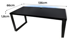 Biurko gamingowe model 2 Low 136x66x1.8 cm czarne loftowe led przepust stabilne do pokoju gracza - Miniaturka zdjęcia nr 2