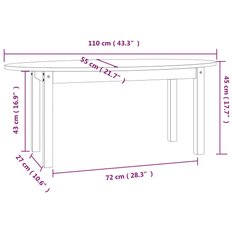 Stolik kawowy 110x55x45 cm z litego drewna sosnowego czarny do salonu - Miniaturka zdjęcia nr 9