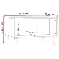 Stolik kawowy 60x50x36,5 cm z dwoma przestronnymi przegrodami brązowy dąb do salonu - Miniaturka zdjęcia nr 8