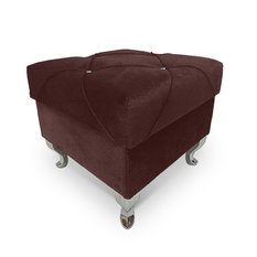 Pufa LUDWIK 45x45x43 cm glamour z kryształkami elegancka brązowy do salonu - Miniaturka zdjęcia nr 5