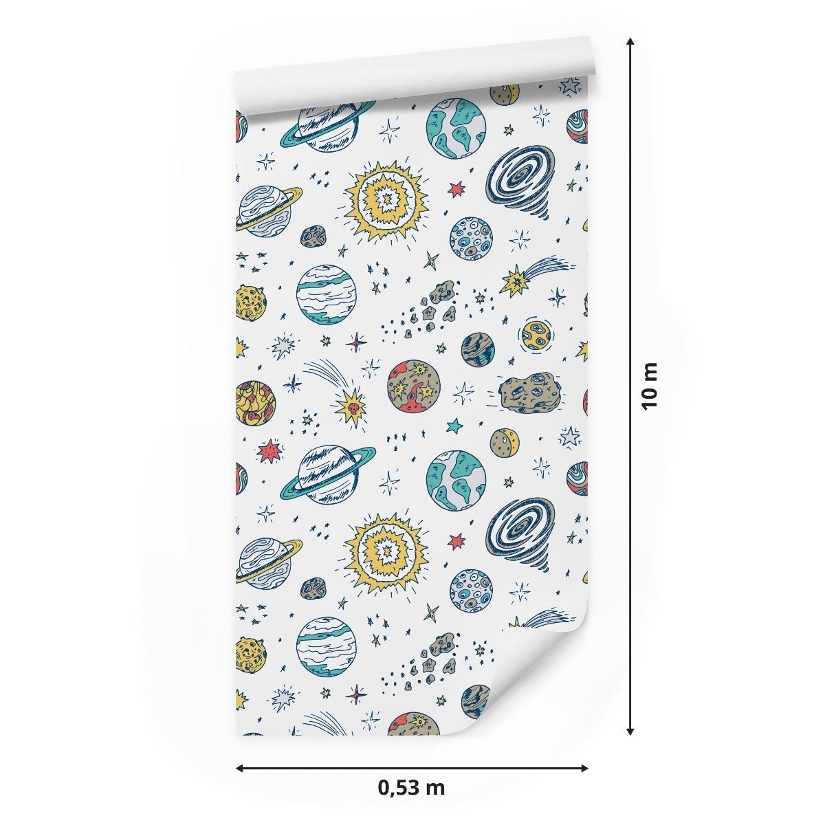 Tapeta dziecięca KOSMOS gwiazdy planety asteroidy, dekoracja nowoczesna nr. 2