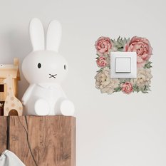 Naklejka Pod Włącznik Kontakt Kwiaty Piwonie 20x20 Peonie Natura Boho Dla Dzieci - Miniaturka zdjęcia nr 4