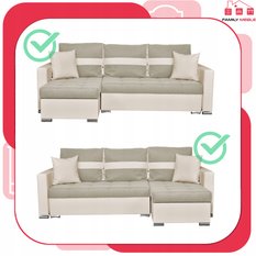 Narożnik FIGO 226x75x140 cm rozkładany z funkcją spania rogówka do salonu beżowy - Miniaturka zdjęcia nr 3