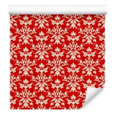 Tapeta Ścienna Beżowe ORNAMENTY Na Czerwonym Tle  - Miniaturka zdjęcia nr 5