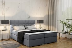 Łóżko DAMALO 160x200 cm z funkcją przechowywania i materacem do sypialni szare
