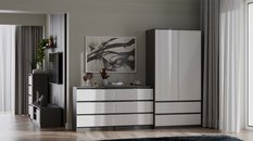 Szafa otwierana Malwa SS-90 180x90x60 cm do sypialni antracyt biel - Miniaturka zdjęcia nr 6