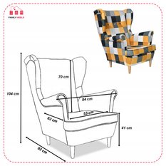 Fotel uszak skandynawski Ari Print Family Meble - Miniaturka zdjęcia nr 7