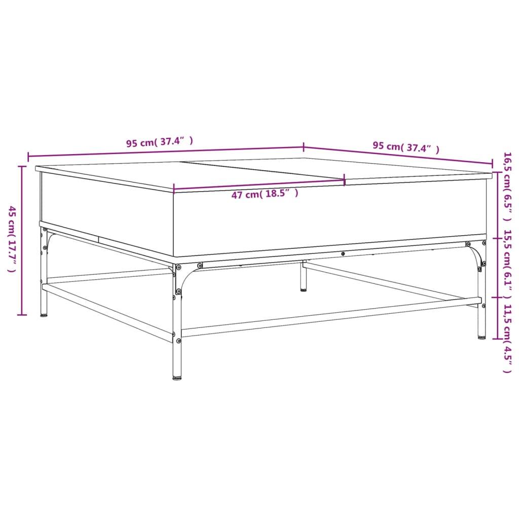 Stolik kawowy 95x95x45 cm z ukrytym schowkiem pod rozkładanym blatem brązowy dąb do salonu nr. 11