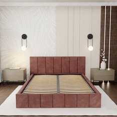 Łóżko tapicerowane 140x200 premium z pojemnikiem do sypialni brudny róż wezgłowie 107 cm - Miniaturka zdjęcia nr 5
