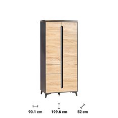 Szafa 90,1x52x199,6 cm  Gappa  trzydrzwiowa z szufladąfresco jesion górski do sypialni i pokoju - Miniaturka zdjęcia nr 2