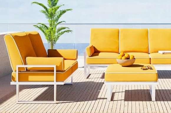Pufa zewnętrzna Marie Claire Angie żółta 78x78rodowy nr. 6