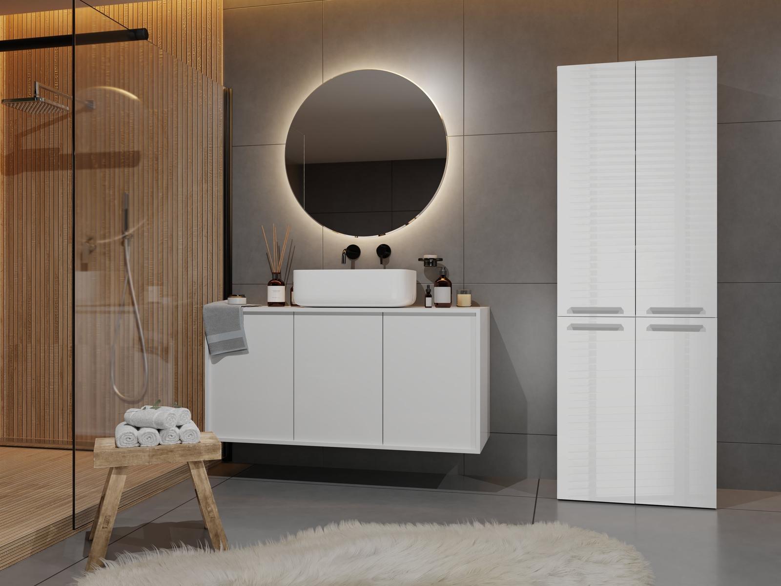 Słupek łazienkowy NEL 1K DD 174x60x30 cm szafka łazienkowa kosz na pranie regał biały połysk bestseller nr. 7