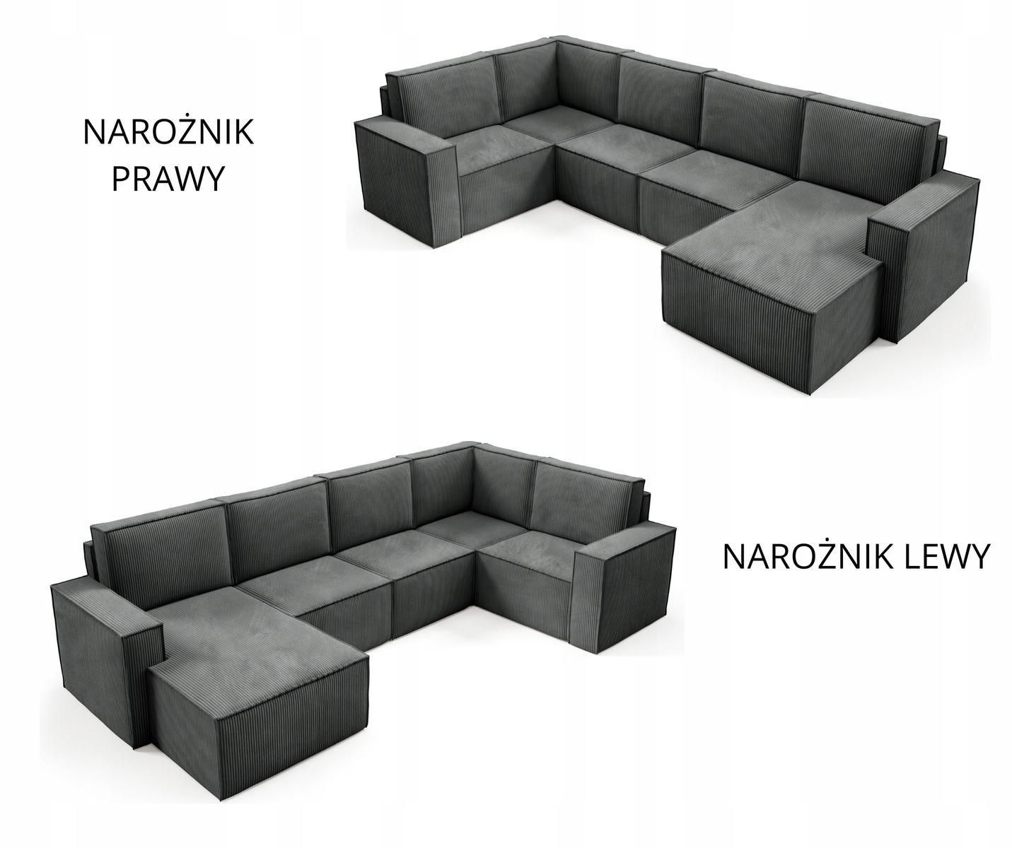 Narożnik U2 PORTO 311x151x93 cm sztruks kremowy do salonu nr. 16