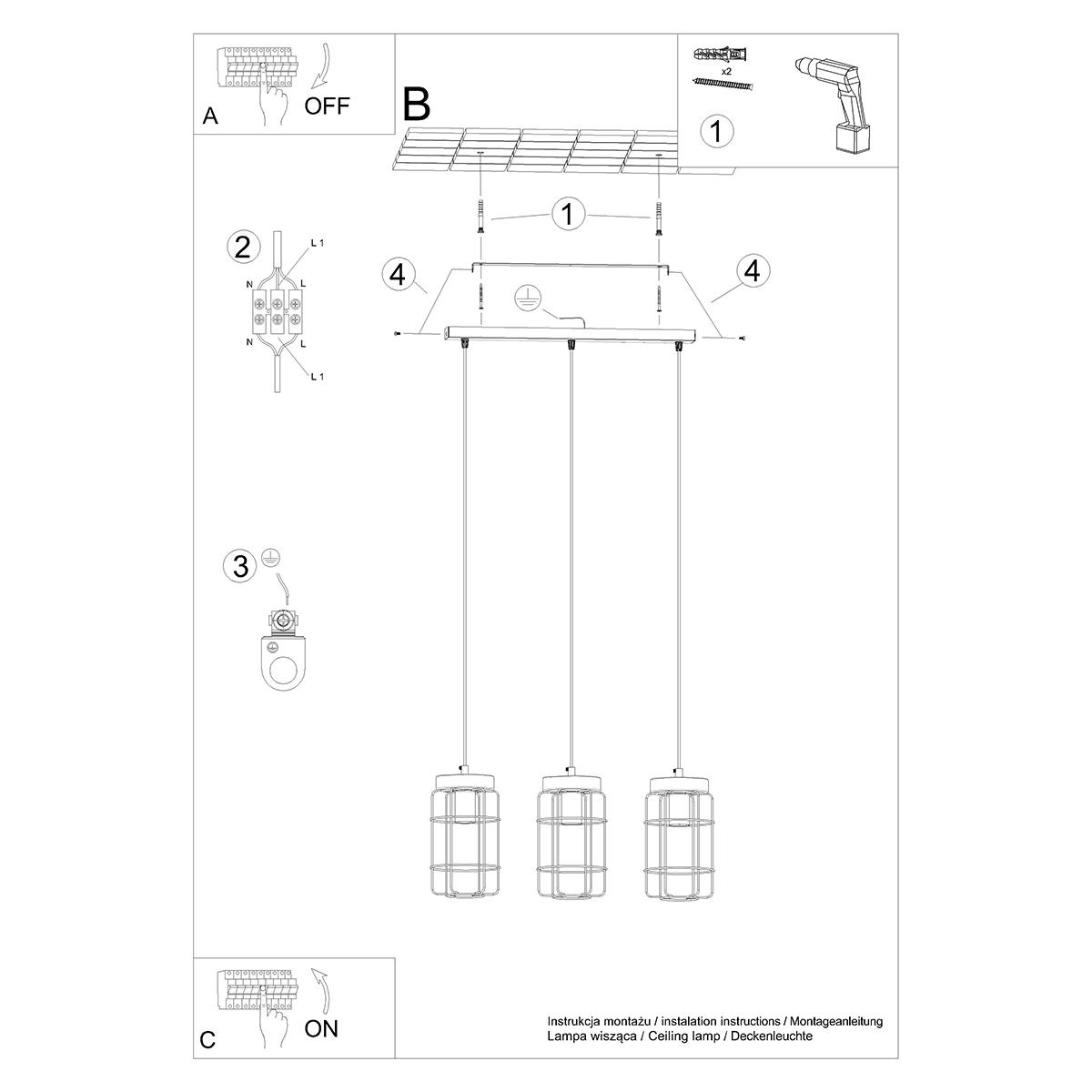 Lampa wisząca GOTTO 3L 115x15x60cm nowoczesna E27 do salonu nr. 6