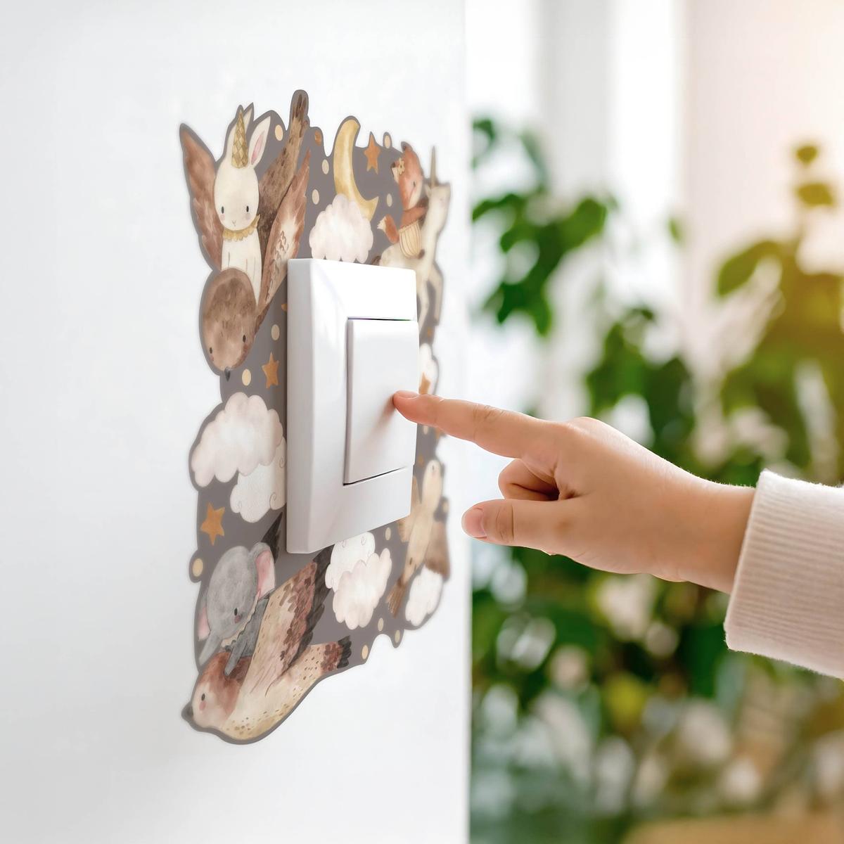 Naklejka Pod Kontakt Do Pokoju Dzieci Zwierzątka 20x20 Chmurki Kropki Gwiazdki nr. 7