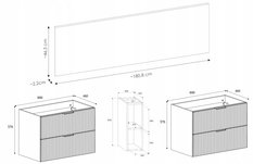 Szafka 180 cm do łazienki pod umywalkę wisząca kaszmir szary mat dąb wotan - Miniaturka zdjęcia nr 3