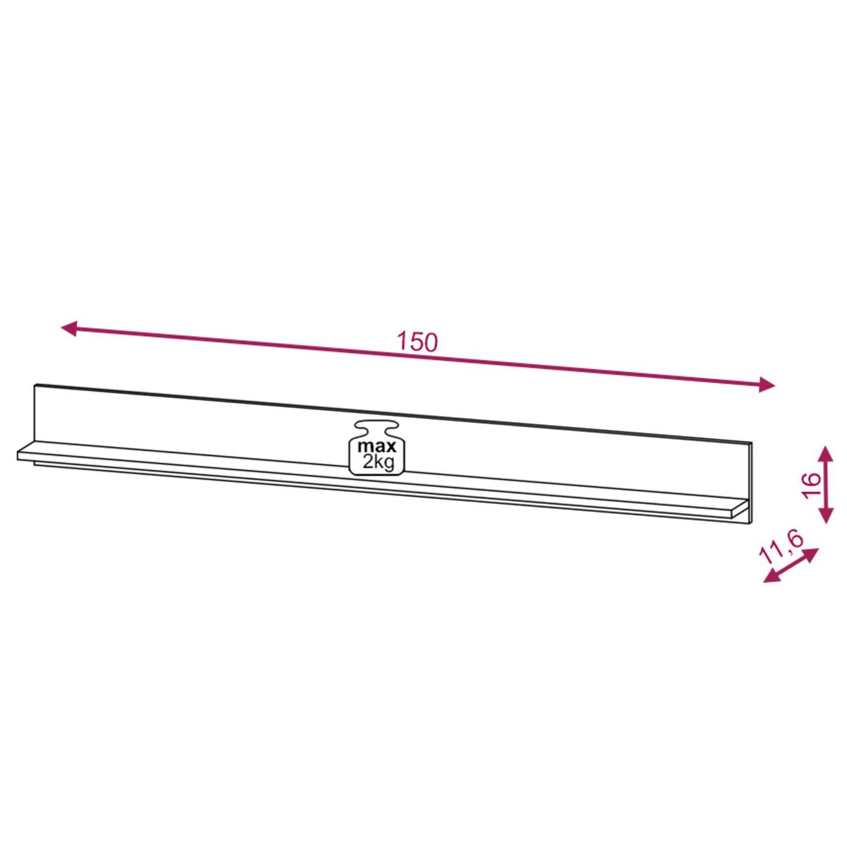 Półka Diamond 150 cm do salonu sypialni wisząca kaszmir nr. 5