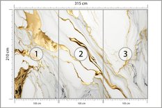 Fototapeta Ścienna Biały MARMUR Elementy Złota Abstrakcja Kamień 315x210 Dekoracja 3D - Miniaturka zdjęcia nr 3