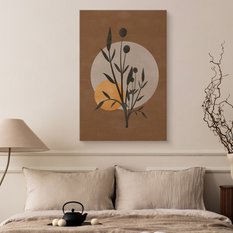 Obraz Na Płótnie Do Salonu Liście Gałązki Styl Boho Minimalizm 80x120cm - Miniaturka zdjęcia nr 5