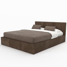 Łóżko tapicerowane do sypialni 180x200x100 cm podwójne z pojemnikiem modne brązowe - Miniaturka zdjęcia nr 11