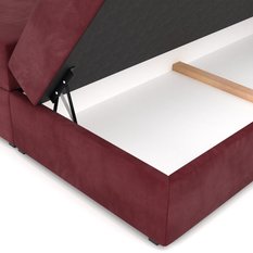 Łóżko kontynentalne 140x200x113 cm tapicerowane podwójne z materacem bordowe - Miniaturka zdjęcia nr 13