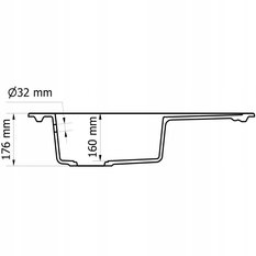 Zlewozmywak granitowy 76x43 cm z syfonem  1 komorowy z ociekaczem czarny do kuchni - Miniaturka zdjęcia nr 4