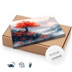 Obraz Na Płótnie Czerwone Drzewo Krajobraz 70x50 Dekoracja do Sypialni - Miniaturka zdjęcia nr 9