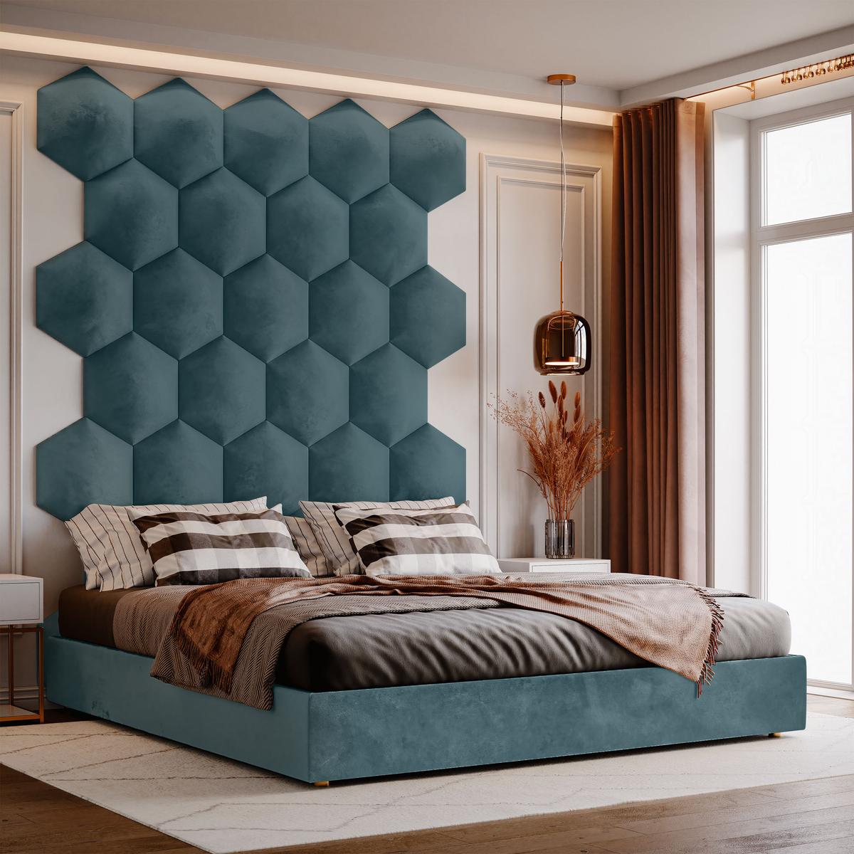 Panele tapicerowane  35x40 cm na ścianę hexagon morski nr. 5