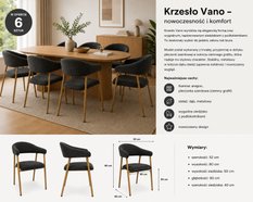 Zestaw 6 krzeseł tapicerowanych do jadalni VANO zestaw krzeseł dąb stelaż/ciemnoszary - Miniaturka zdjęcia nr 6