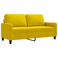 Sofa 158x77x80 cm 2-osobowa tapicerowana aksamitem żółta do salonu - Miniaturka zdjęcia nr 1