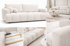Kanapa rozkładana trzyosobowa Mediolan 250x112x90 cm LOOP 01 sofa z funkcją spania ivory - Miniaturka zdjęcia nr 2