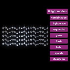 Zasłona świetlna gwiazdki 500 LED 8 funkcji zimna biel do salonu - Miniaturka zdjęcia nr 3