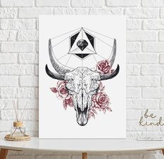 Plakat czaszka kwiaty geometria 50x70 cm dekoracja ścienna bez ram  - Miniaturka zdjęcia nr 2