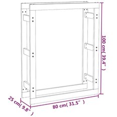 Stojak na drewno opałowe, szary, 80x25x100 cm, drewno sosnowe - Miniaturka zdjęcia nr 8