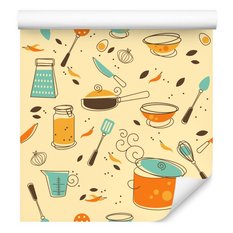 Tapeta garnki warzywa miski sztućce do kuchni  - Miniaturka zdjęcia nr 6
