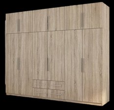 Duża szafa do garderoby XXL szuflady Sonoma jasna 300x240x57 cm 
