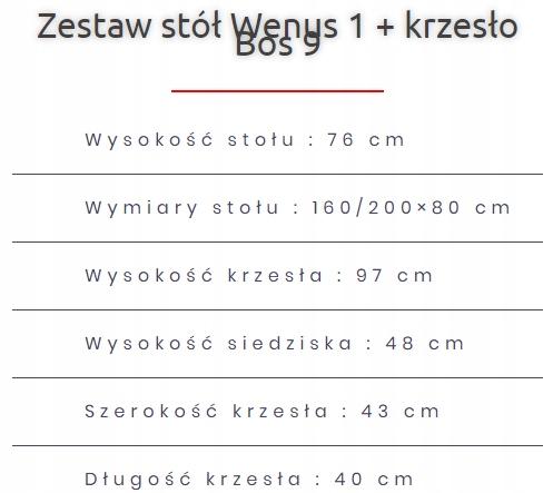 Zestaw do jadalni stół WENUS 160/200x80 cm rozkładany + 6 krzesła BOS szare siedzenie wenge nr. 4