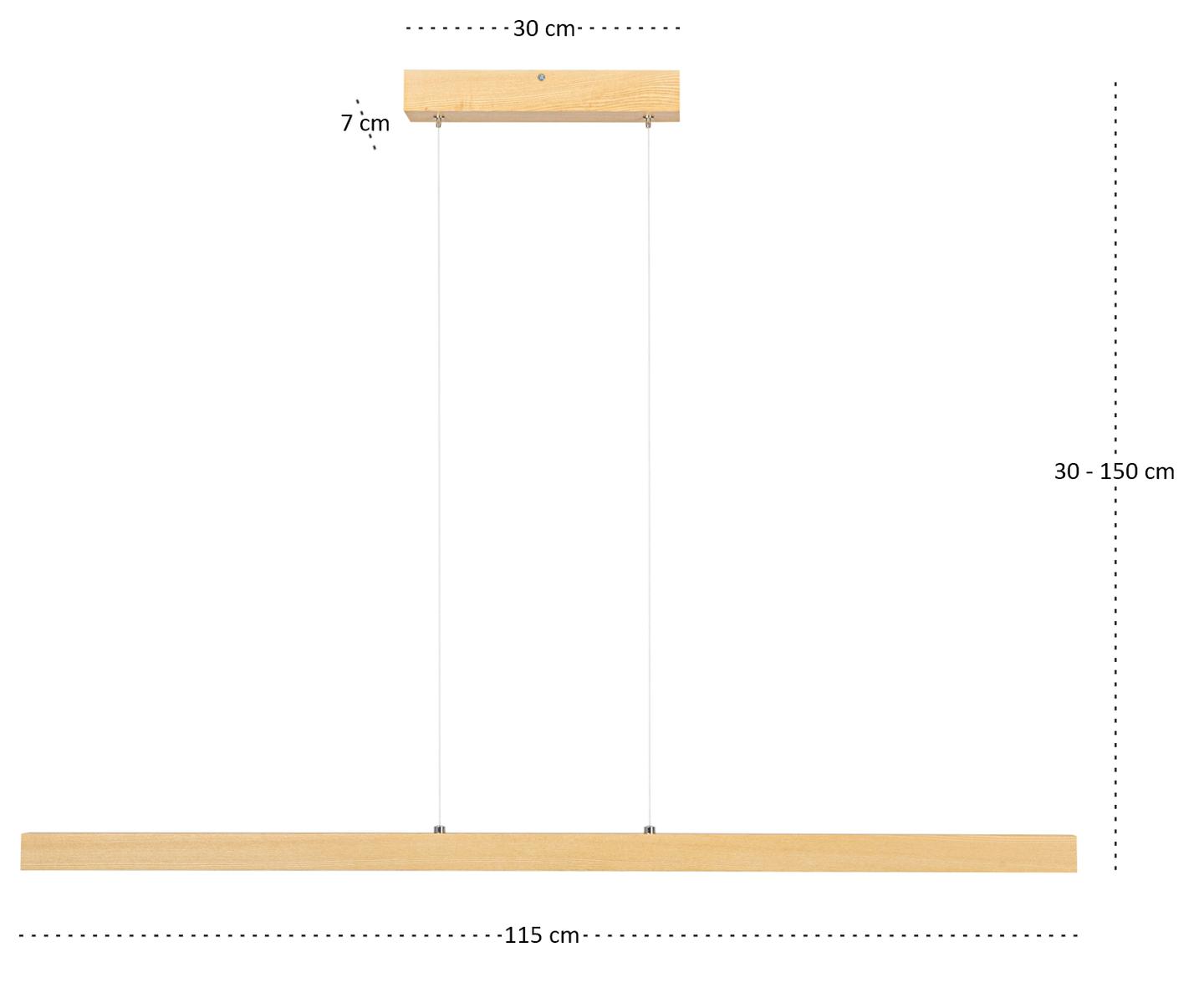 Lampa wisząca 115 x 7 x 150 cm LED z drewna jesionowego wymienny LED 3000K do salonu nr. 7