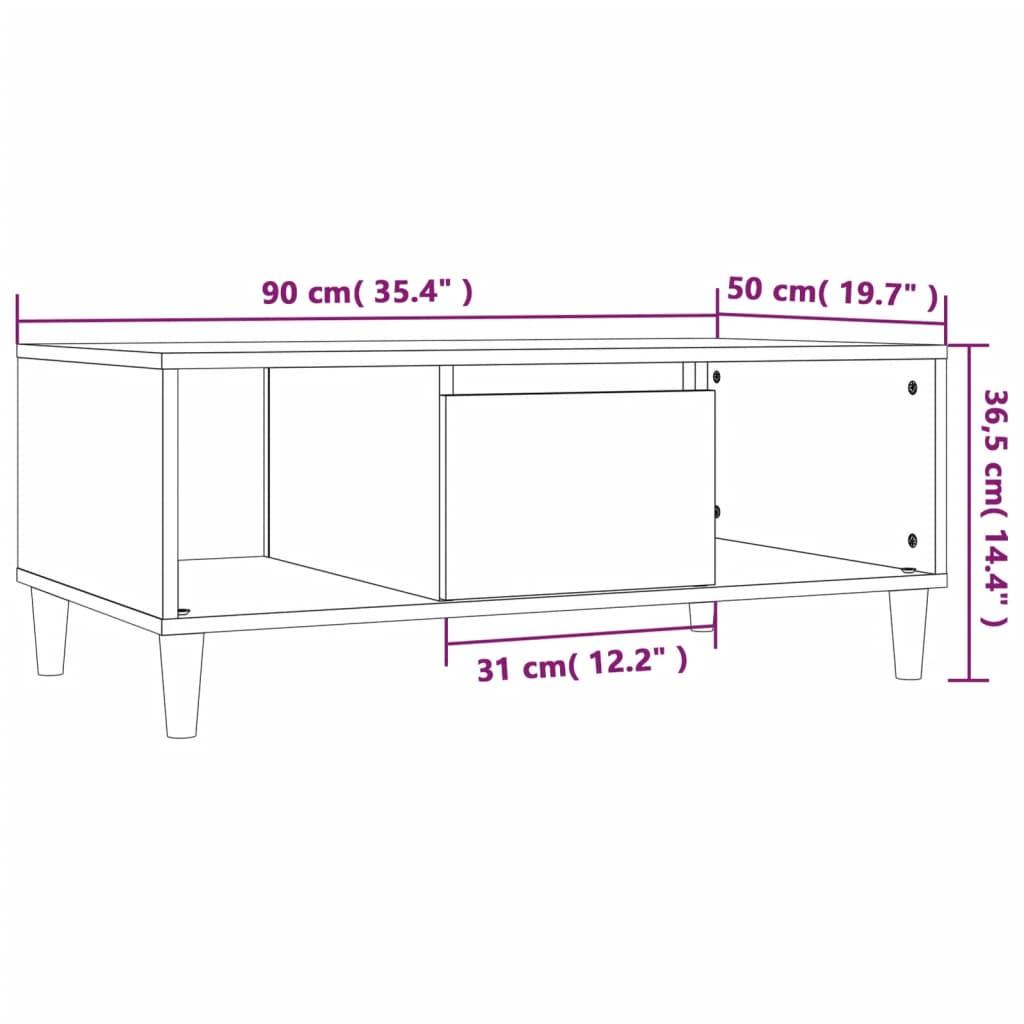 Stolik kawowy 90x50x36,5 cm z funkcjonalną szufladą i dwoma przegrodami czarny do salonu nr. 10