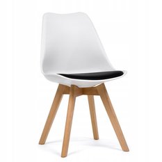 Krzesło skandynawskie z poduszką DUBLIN nowoczesne biało czarne